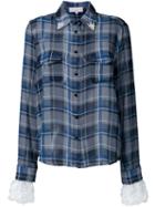 Preen By Thornton Bregazzi Cuff Detail Plaid Shirt, Women's, Size: Small, Grey, Silk