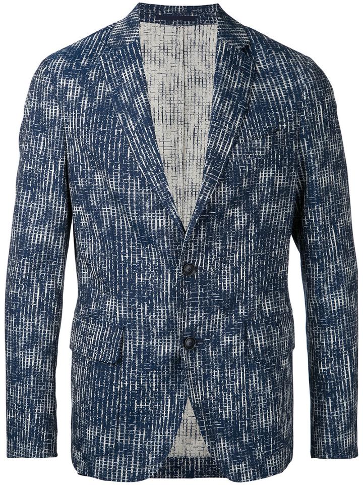 Casely-hayford - Abstract Grid Blazer - Men - Cotton/polyester/spandex/elastane - 36, Blue, Cotton/polyester/spandex/elastane