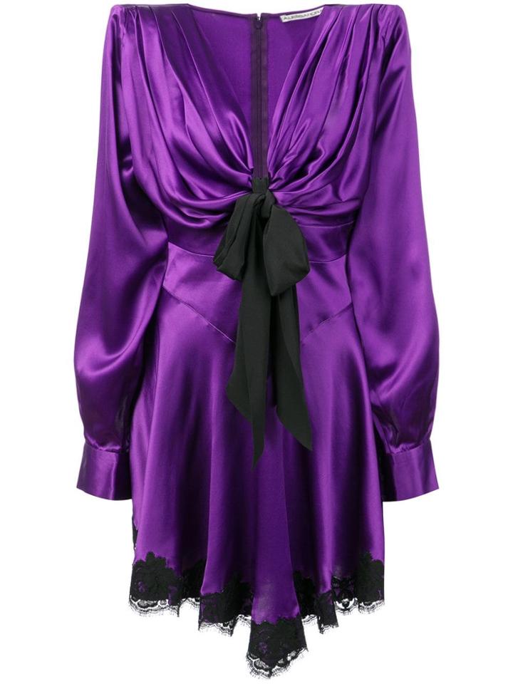 Alessandra Rich Ruchéd Detail Short Dress - Purple