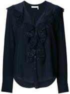 Chloé Lace Ruffle Trim Blouse - Blue