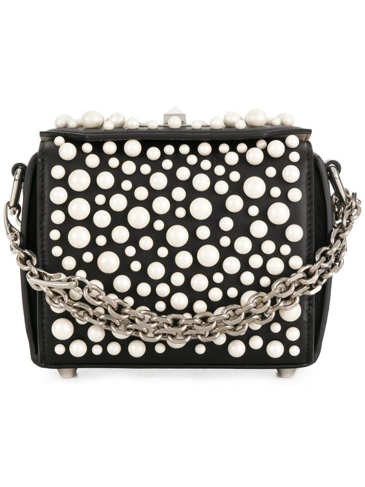 Alexander Mcqueen Spotted Pearl Embellished Crossbody Bag - Black