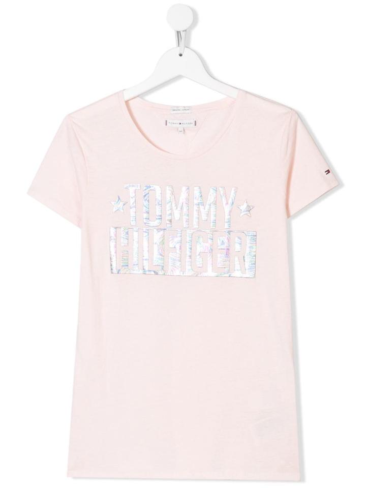 Tommy Hilfiger Junior Metallic Logo T-shirt - Pink