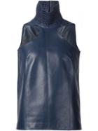 Y / Project Leather Tank Top, Women's, Size: Large, Blue, Calf Leather