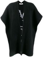 Valentino Ribbed Open Front Cardigan - Black