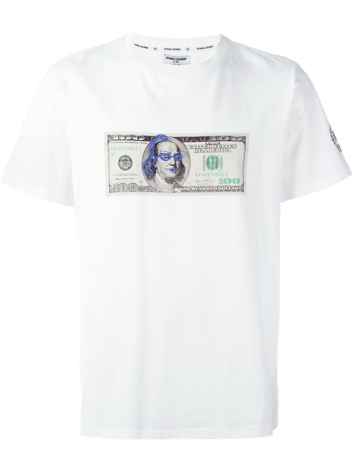 Opening Ceremony Dollar Bill Print T-shirt, Men's, Size: Medium, White, Cotton