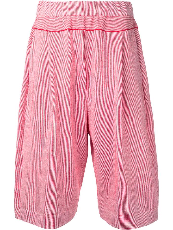 Boboutic - High-waisted Shorts - Women - Cotton/linen/flax/polyamide - S, Red, Cotton/linen/flax/polyamide