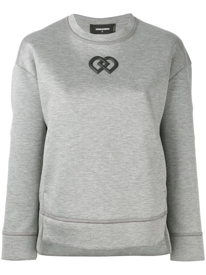 Dsquared2 Logo Printed Sweatshirt, Women's, Size: Medium, Grey, Cotton/polyurethane/viscose