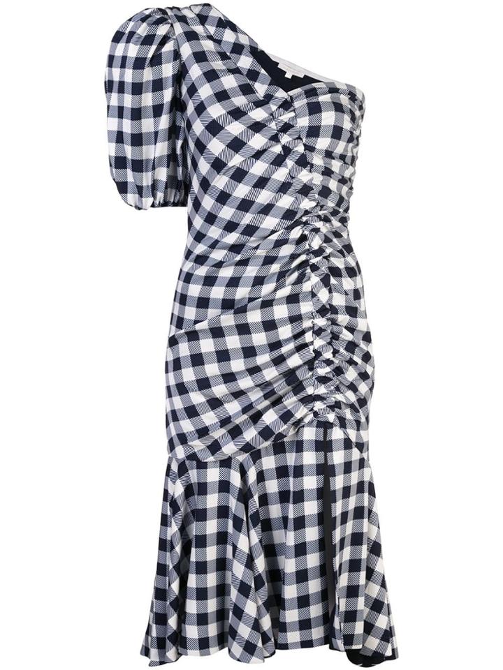 Jonathan Simkhai Gingham Asymmetric Gathered Dress - Blue