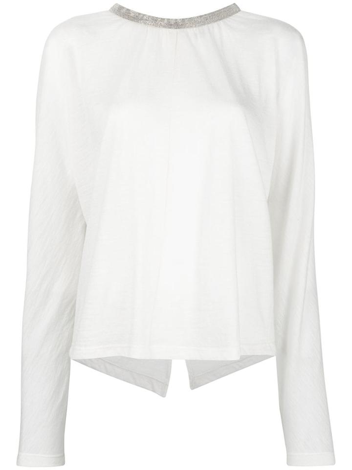 Fabiana Filippi Contrast-collar Fitted Sweater - Nude & Neutrals
