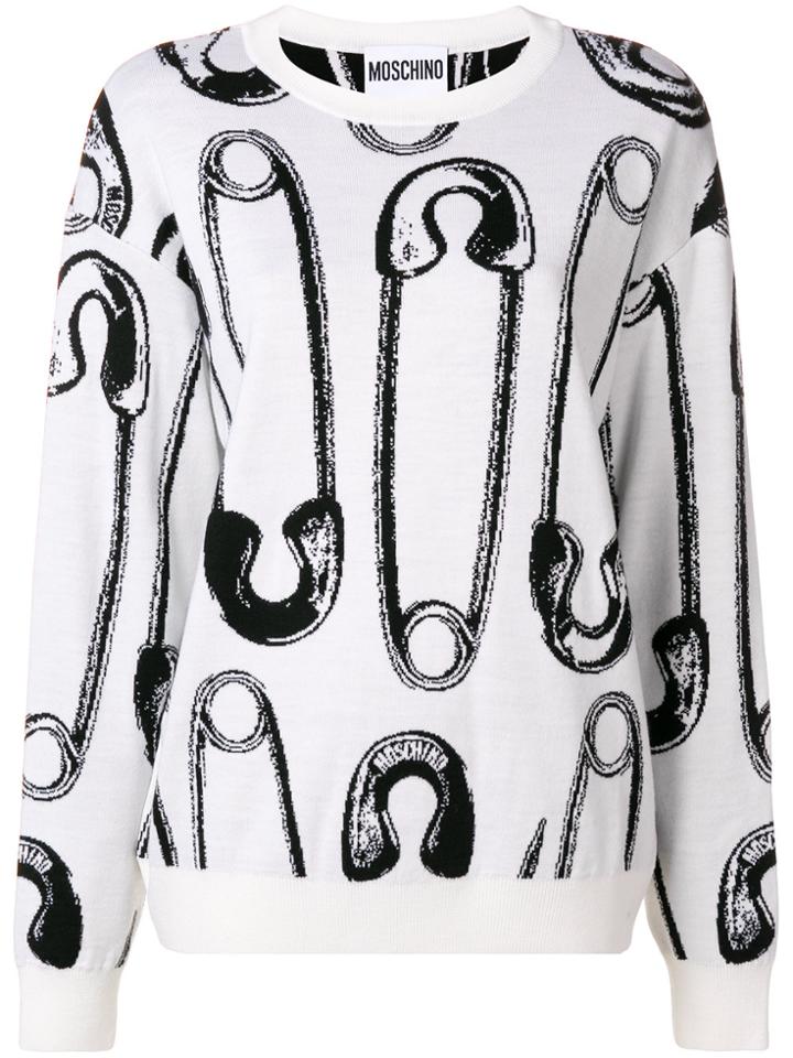 Moschino Safety Pin Print Sweater - White