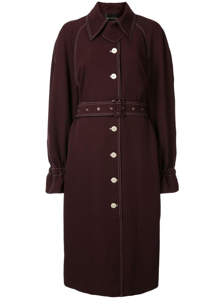 Stine Goya Contrast Stitching Trench Coat - Red