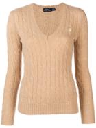 Polo Ralph Lauren Logo Cable-knit Sweater - Nude & Neutrals