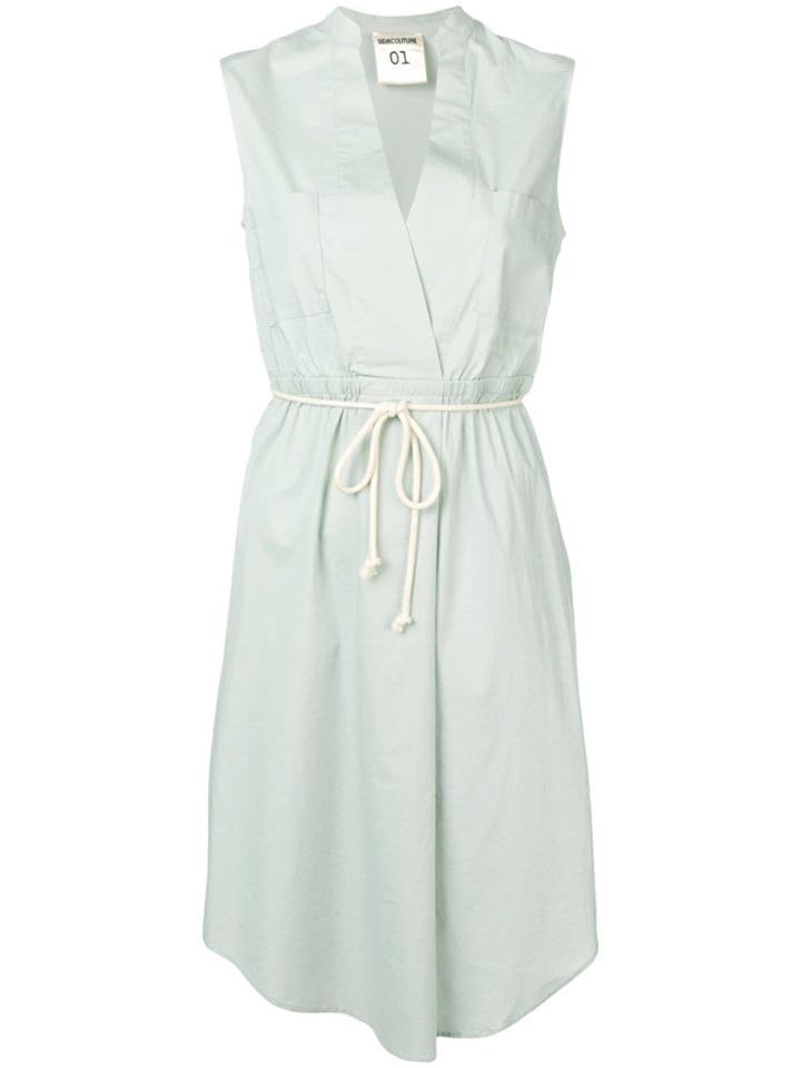 Semicouture Belted Sleeveless Dress - Grey