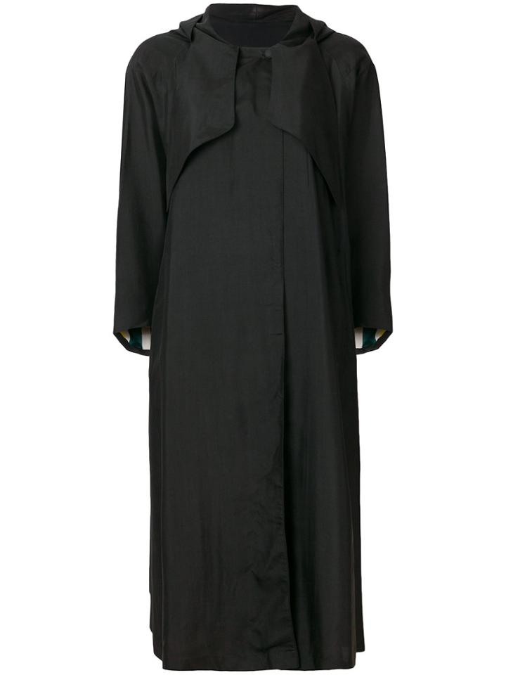William Vintage Shift Long Coat - Black