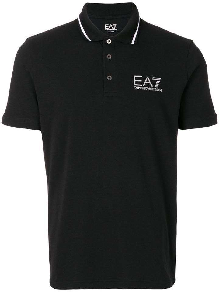 Ea7 Emporio Armani Logo Print Polo Shirt - Black
