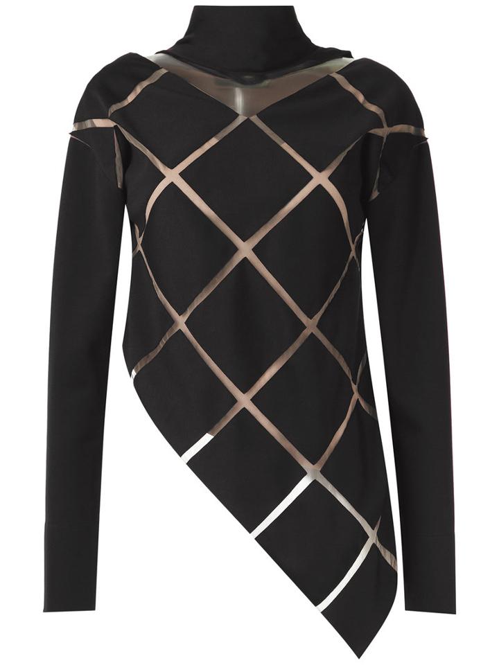 Gloria Coelho - Sheer Panels Top - Women - Polyester/spandex/elastane/viscose - P, Black, Polyester/spandex/elastane/viscose
