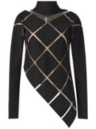 Gloria Coelho - Sheer Panels Top - Women - Polyester/spandex/elastane/viscose - P, Black, Polyester/spandex/elastane/viscose