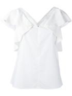 Dorothee Schumacher Ruffled Sleeves V-neck Blouse, Women's, Size: 3, White, Cotton/silk