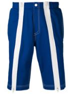 Andrea Crews Frontal Stripes Shorts, Men's, Size: Small, Blue, Cotton