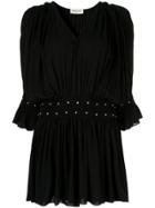 Saint Laurent Stud Detail Gathered Dress - Black