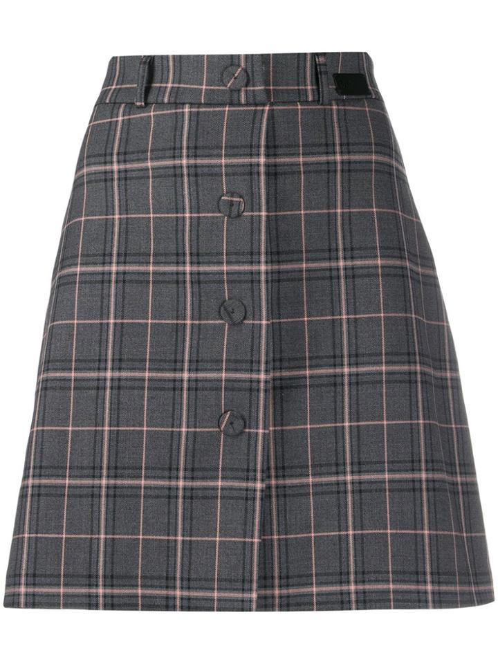 Be Blumarine Glen-plaid Print Mini Skirt - Grey
