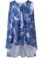 Giambattista Valli Flared Sleeveless Top, Women's, Size: 46, Blue, Silk