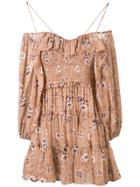 Ulla Johnson Floral Cold-shoulder Dress - Neutrals