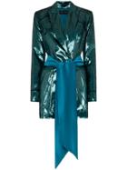 Michael Lo Sordo High-shine Belted Blazer Dress - Blue