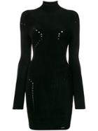 Dsquared2 Pointelle Turtleneck Knit Dress - Black