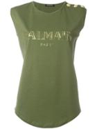 Balmain Logo T-shirt, Size: 38, Green, Cotton