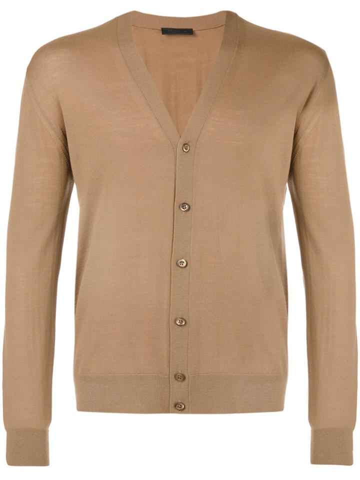 Prada Deep V-neck Cardigan - Brown