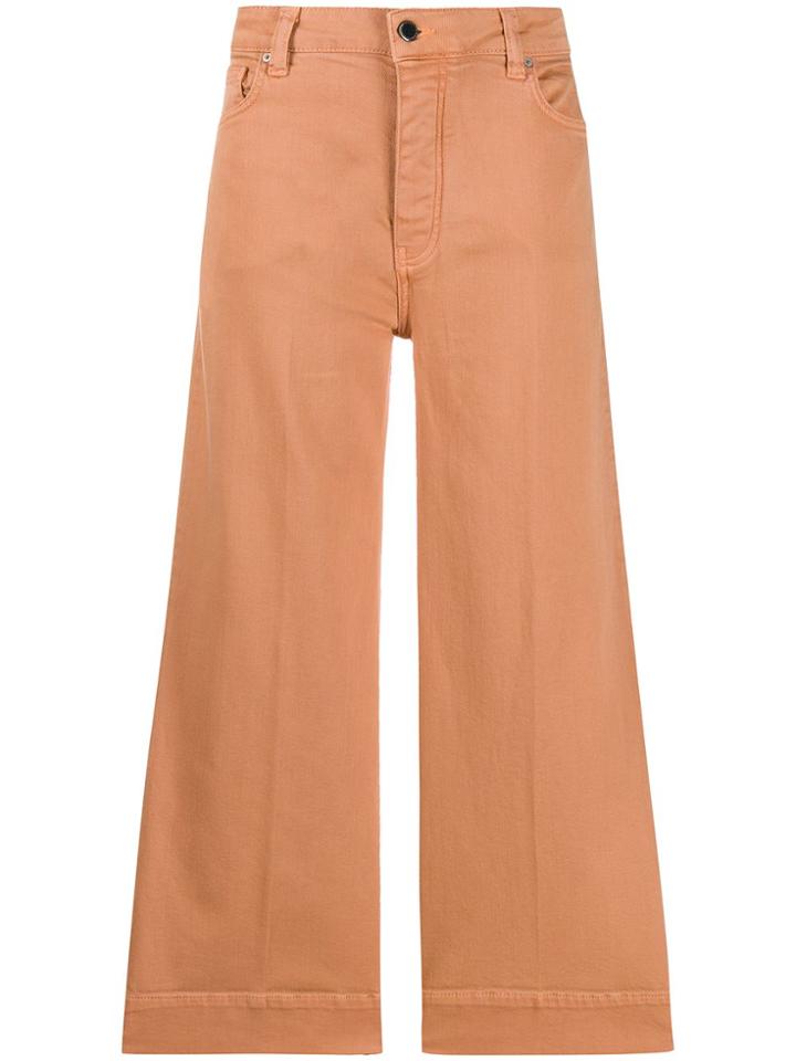 Victoria Victoria Beckham Wide Leg Cropped Jeans - Pink