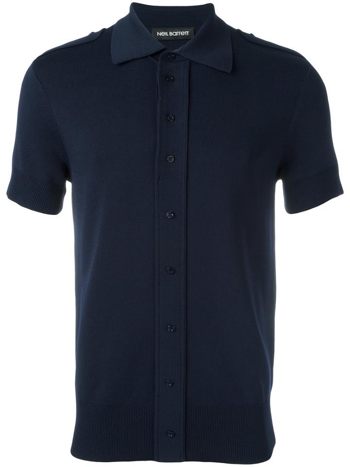 Neil Barrett Button Shoulder Polo Shirt, Men's, Size: Xs, Blue, Nylon/viscose