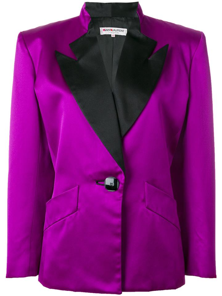 Yves Saint Laurent Vintage Contrast Collar Blazer - Pink & Purple