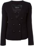 Emporio Armani Double Breasted Blazer, Women's, Size: 46, Black, Viscose/spandex/elastane/acetate/polyester
