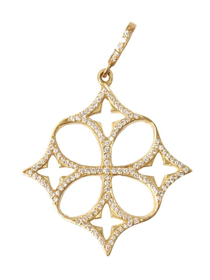 Loree Rodkin Yellow Gold Open Quatrefoil Clover Cross Pavé Diamond