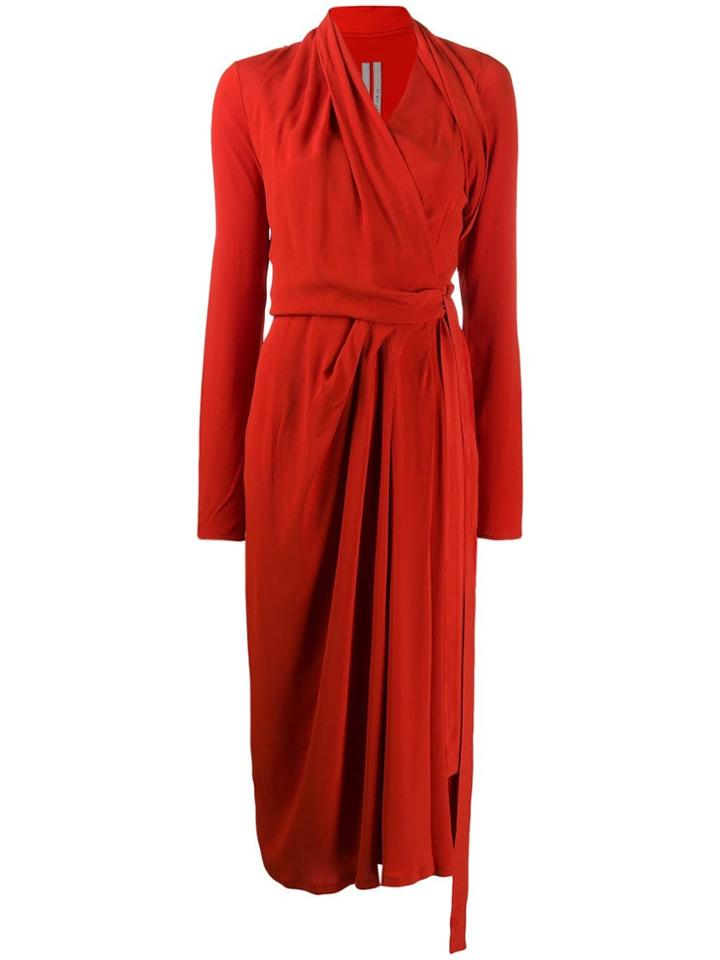 Rick Owens Asymmetric Wrap Dress - Red