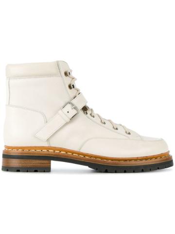 Hermès Vintage Lace-up Ankle Boots - White