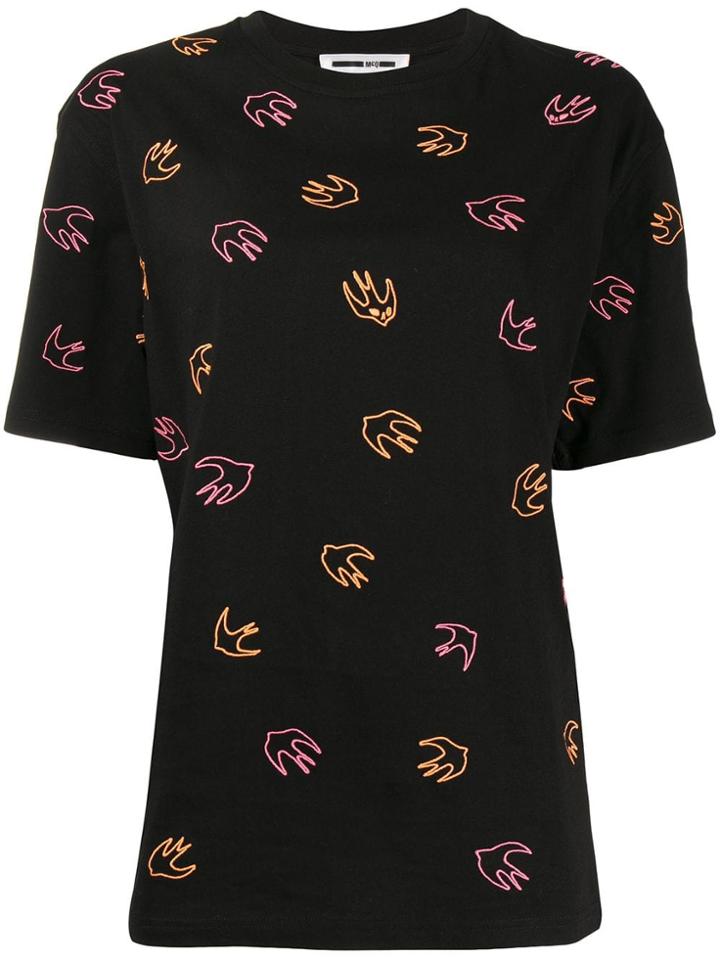 Mcq Alexander Mcqueen All-over Swallow T-shirt - Black