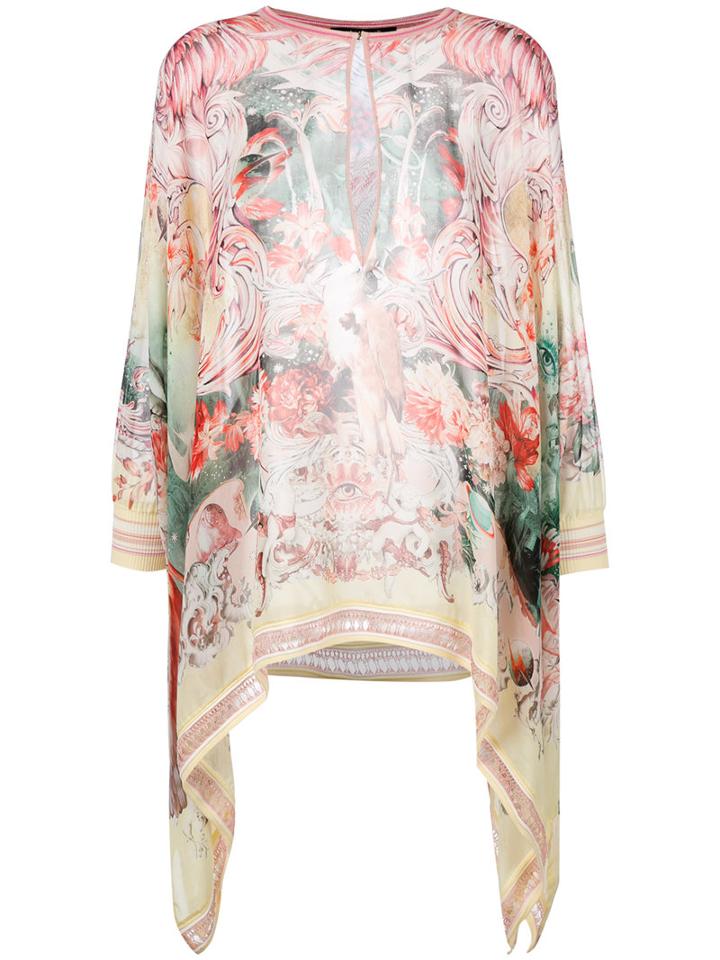 Roberto Cavalli Floral Print Blouse, Women's, Size: 46, Silk/polyamide/viscose