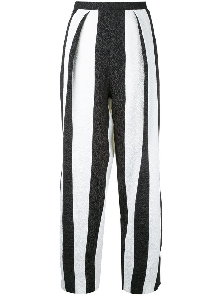 Edeline Lee Striped Cropped Trousers, Women's, Size: 6, Black, Polyester/spandex/elastane