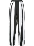 Edeline Lee Striped Cropped Trousers, Women's, Size: 6, Black, Polyester/spandex/elastane