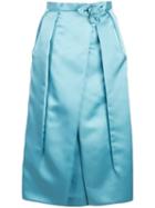 Prada Corsage Detail Inverted Pleat Skirt - Blue