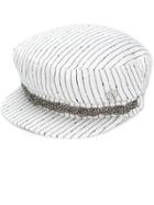 Maison Michel Chain Embellished Hat - White