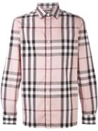 Burberry - Checked Shirt - Men - Cotton/polyamide/spandex/elastane - Xl, Pink/purple, Cotton/polyamide/spandex/elastane