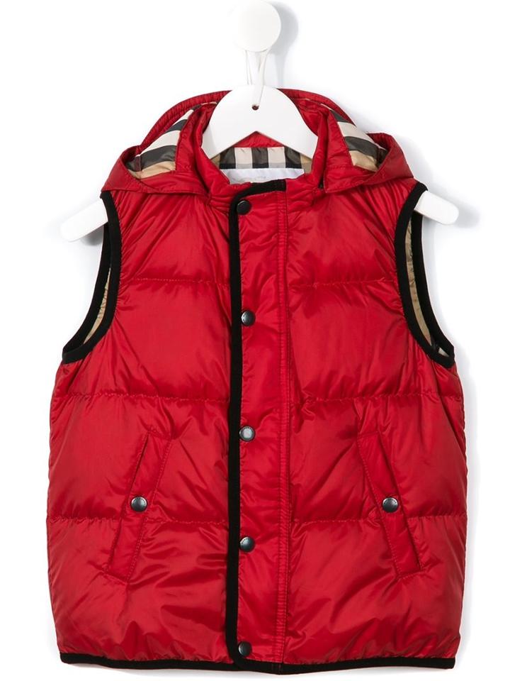 Burberry Kids Padded Gilet, Boy's, Size: 10 Yrs, Red