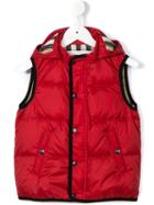 Burberry Kids Padded Gilet, Boy's, Size: 10 Yrs, Red
