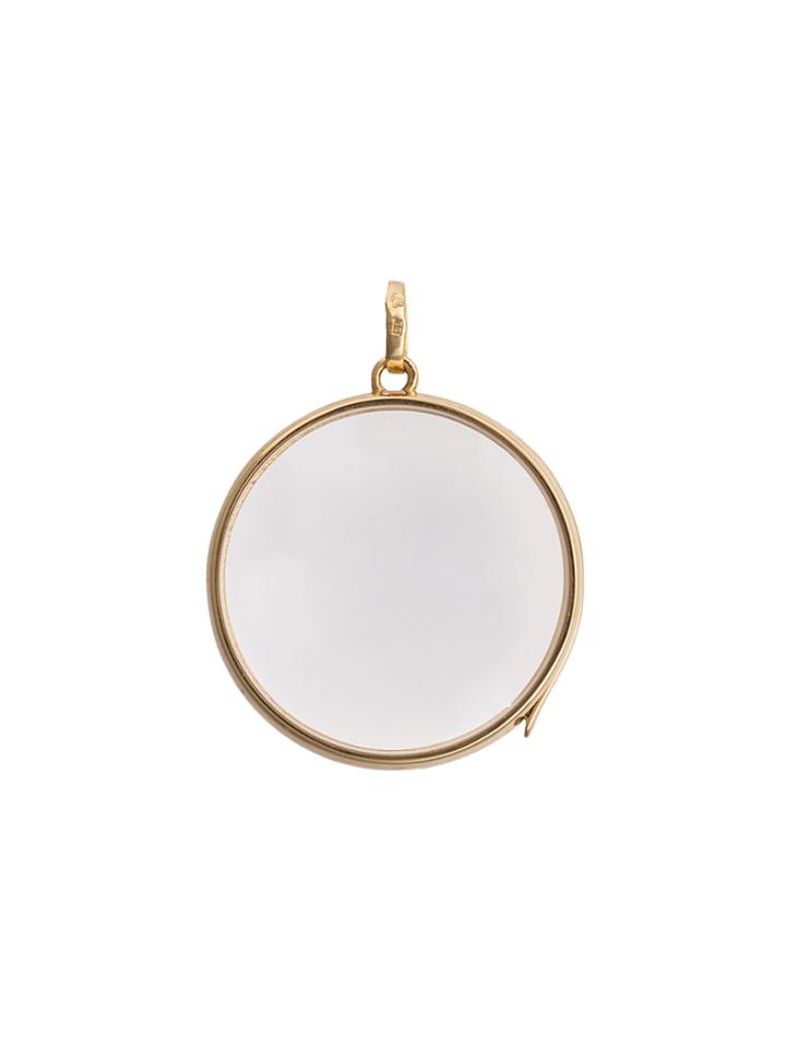 Loquet Large Round Gold Locket Necklace - Yellow & Orange