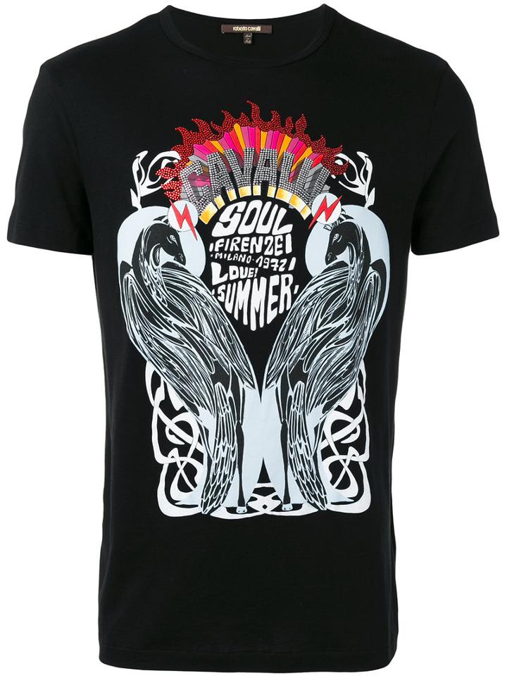 Roberto Cavalli Printed T-shirt, Men's, Size: Xl, Black, Cotton