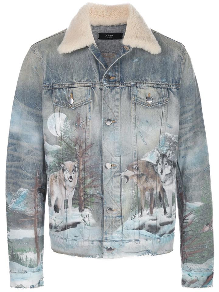 Amiri Wolf-print Denim Jacket - Blue